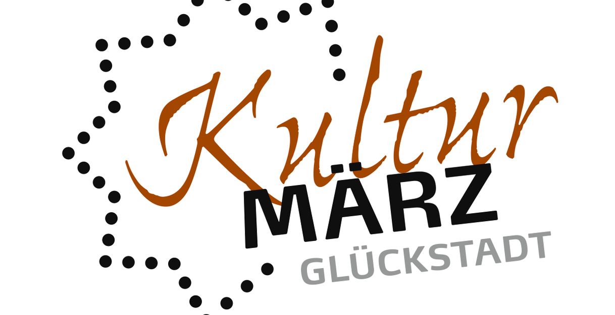 Logo von KulturMärz Glückstadt mit stilisiertem Schriftzug und gepunktetem Kreis.